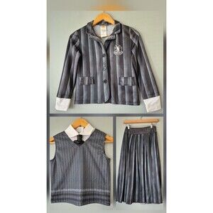 Rubies Wednesday Adams 3 Piece School Uniform Costume Girls LRG Blazer Skirt Top